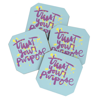 Wood 4 Piece Coaster Set