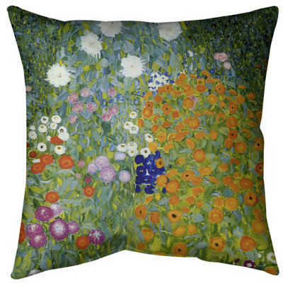 Gustav Klimt Floral Reversible Throw Pillow