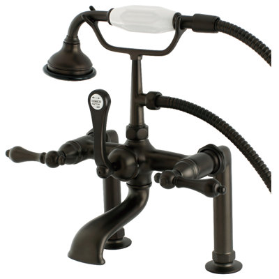 Robinet pour baignoire à pattes à 3 poignées et fixation sur le comptoir à 3 trous et cuivres Kingston