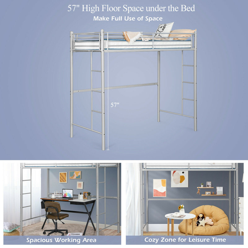 Blume Juliano 71.5" Steel Bed Frame, Silver