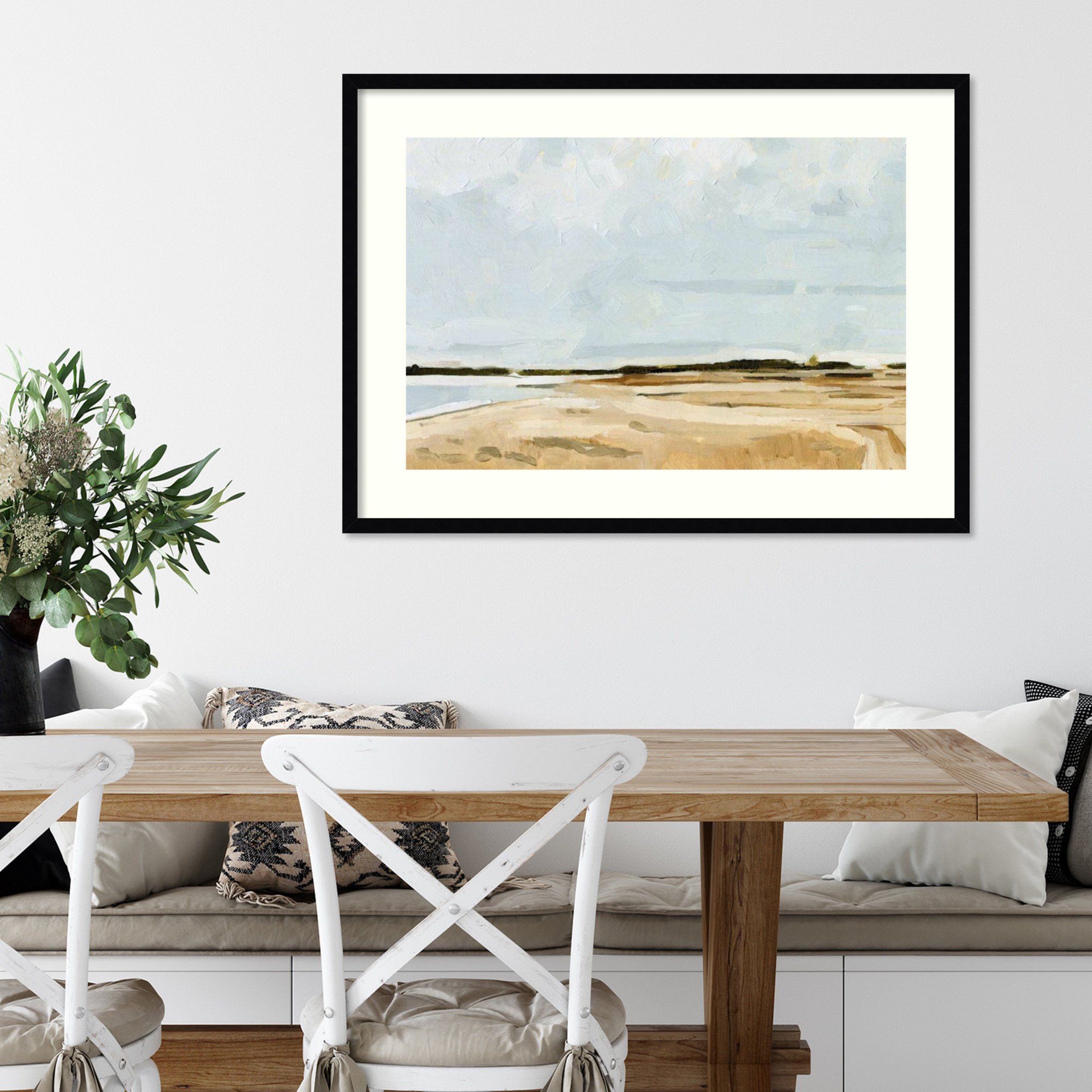 Quiet Coast I by Emma Caroline, 27" H x 37" W, Black Framed Paper