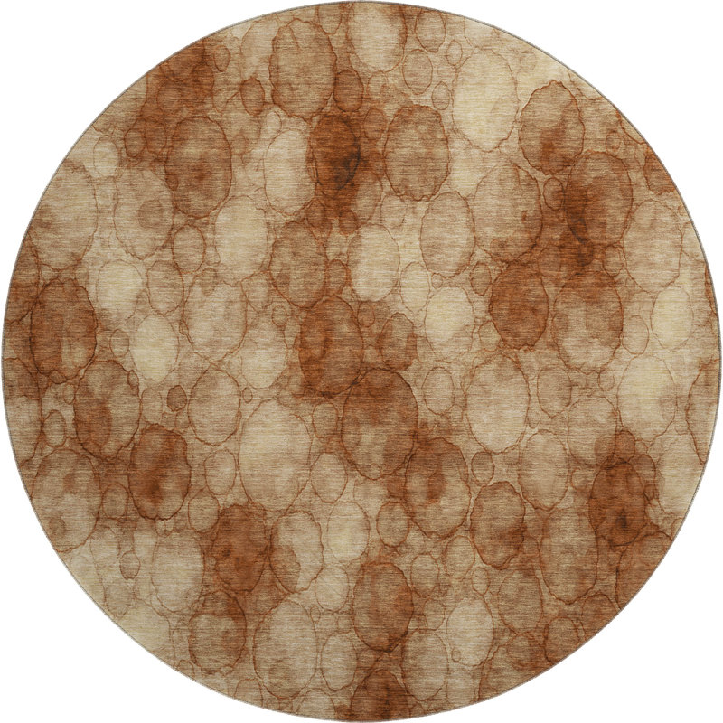 Tapis abstrait lavable à la machine de qualité supérieure Mayfield AMF2424, Paprika, Rond 8 pi