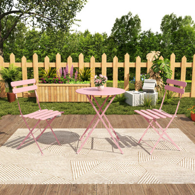 Ensemble bistro et chaise pliable pour l'intérieur et l'extérieur avec structure résistante à la rouille, capacité de poids élevée, coussins confortables et conception compacte.