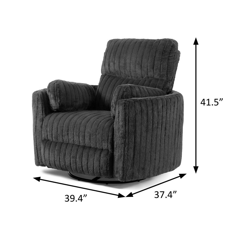 39.4" W Contemporary Power Glider Recliner W/ Swivel, Dark Gray, Dark Gray