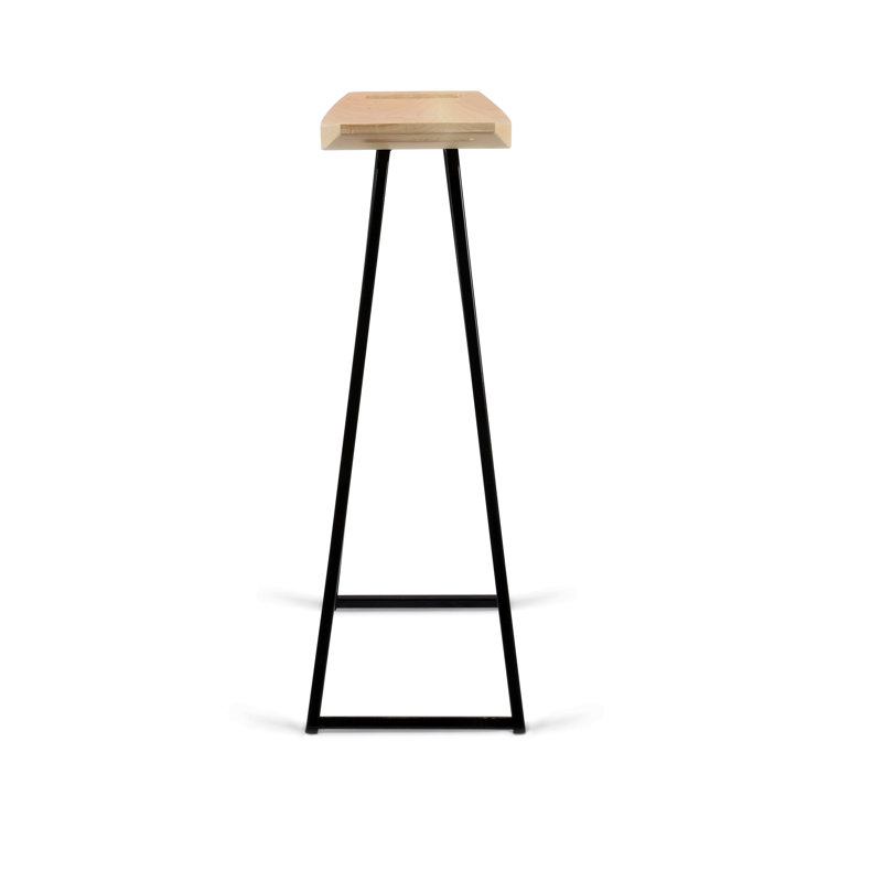 Robert Counter Stool with Metal Frame, Black, Maple