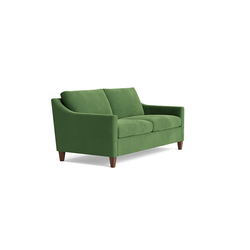 Vera Loveseat (70"), Performance Velvet - Ivy, Walnut Finish (Angled)