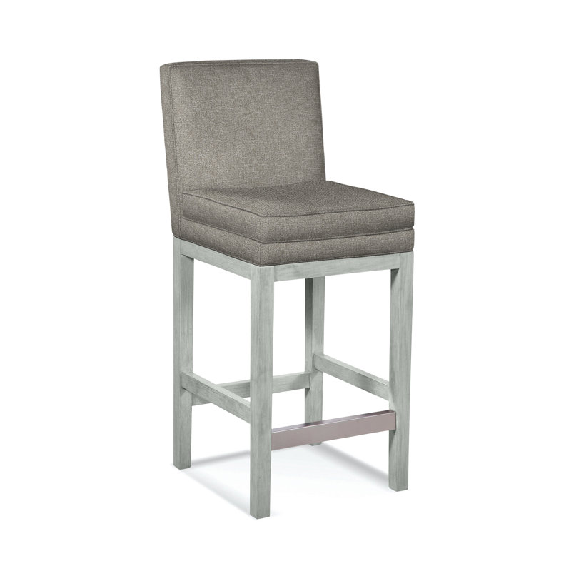 Upholstered Stool, Basic Grey; 0317-83, Nickel Finish