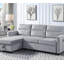 Canapé-lit modulaire réversible en velours 81,5 po gris clair avec méridienne de rangement et poche latérale-130226260