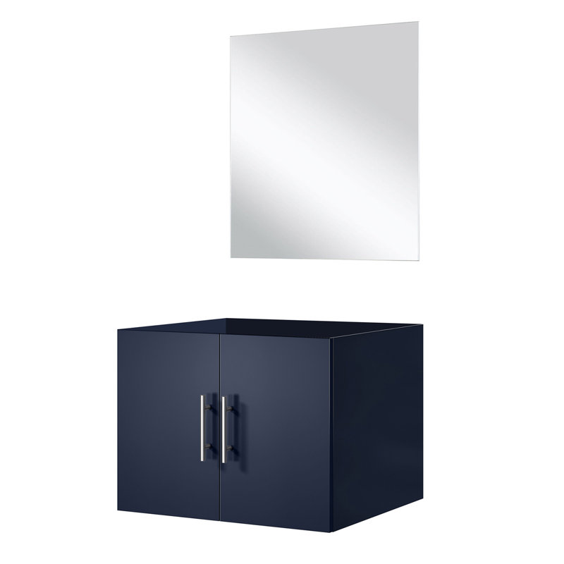 24In W X 22In D Navy Blue Single Bath Vanity & Mirror - Spacious Storage Space Installation Procedure Fully Assembled With Compartment Effortless And