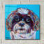 «Shih Tzu On Blue» par Carolee Vitaletti, art mural en verre acrylique-1139698213