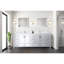 Meuble-lavabo double blanc 84 po X P 22 po D, avec plateau en quartz blanc-117978781