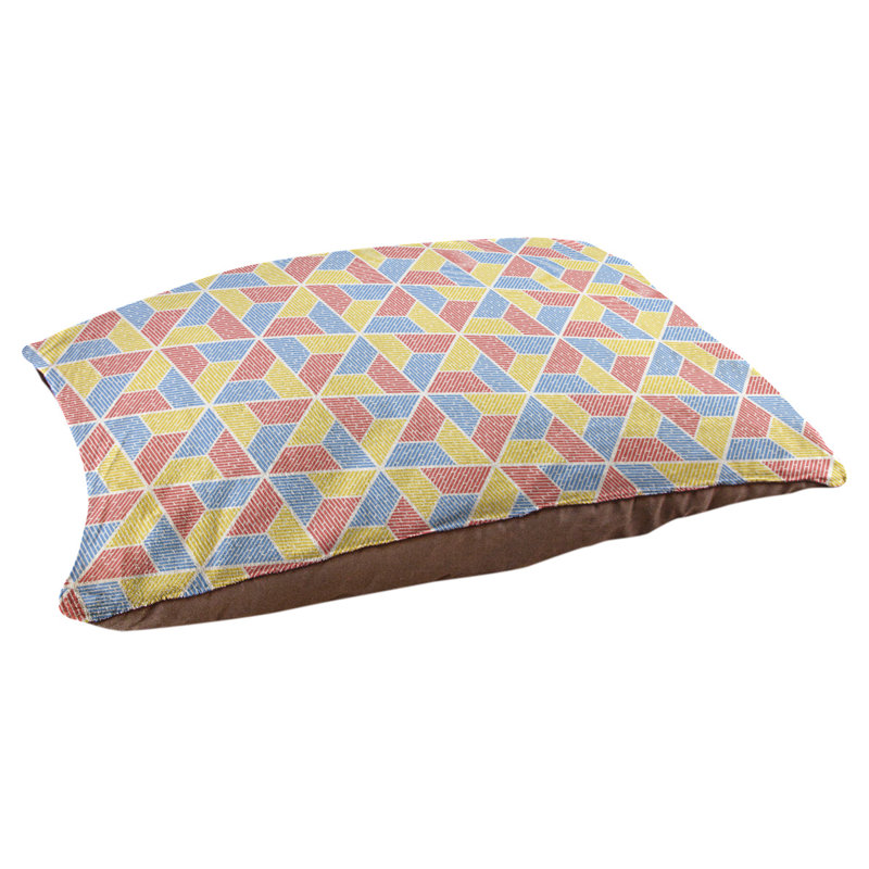 Coussin pour chien Byrge Trapezoids, Moyen (l 28 po x P 18 po x H 19,5 po), Bleu / pêche / jaune