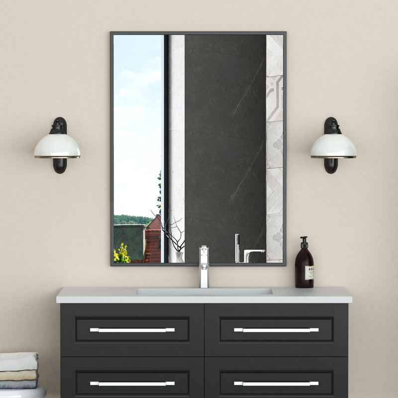 Miroir de salle de bain / Miroir de coiffeuse, Noir, 40 po x 30 po