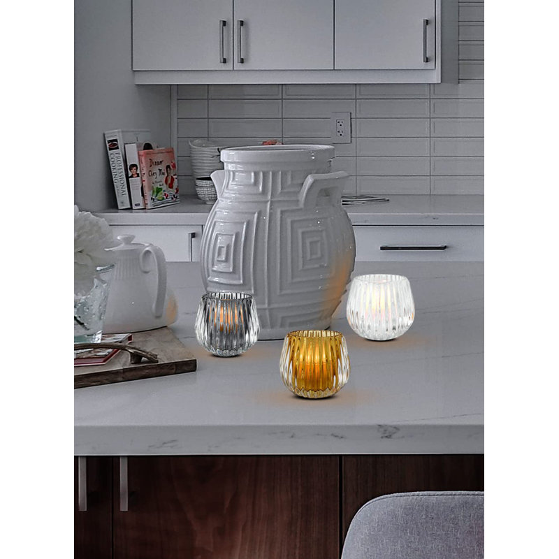 Elyvia 3'' H Glass Tabletop Votive Holder, Amber