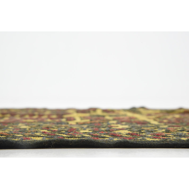 Tapis de zone en laine brun/vert 3 pi 10 po x 6 pi 4 po one-of-kind-noué la main Warminster