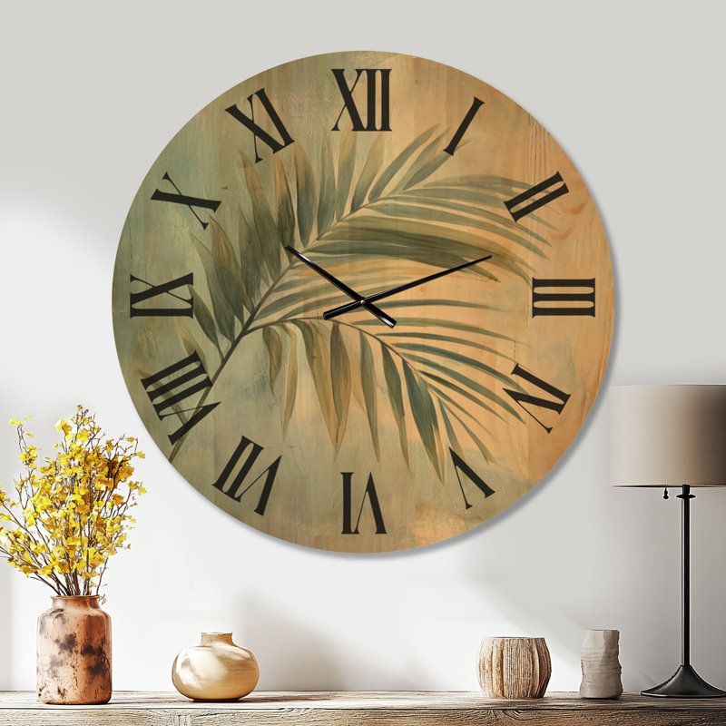 Horloge murale en bois de style bord de mer - Palmier au bord de la mer, Très grand