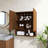 Wall-Mounted Striped Bathroom Cabinet, With Doors, Shelf And Open Storage Compartment, Drak Walnut Woodgrain Color-2052129273