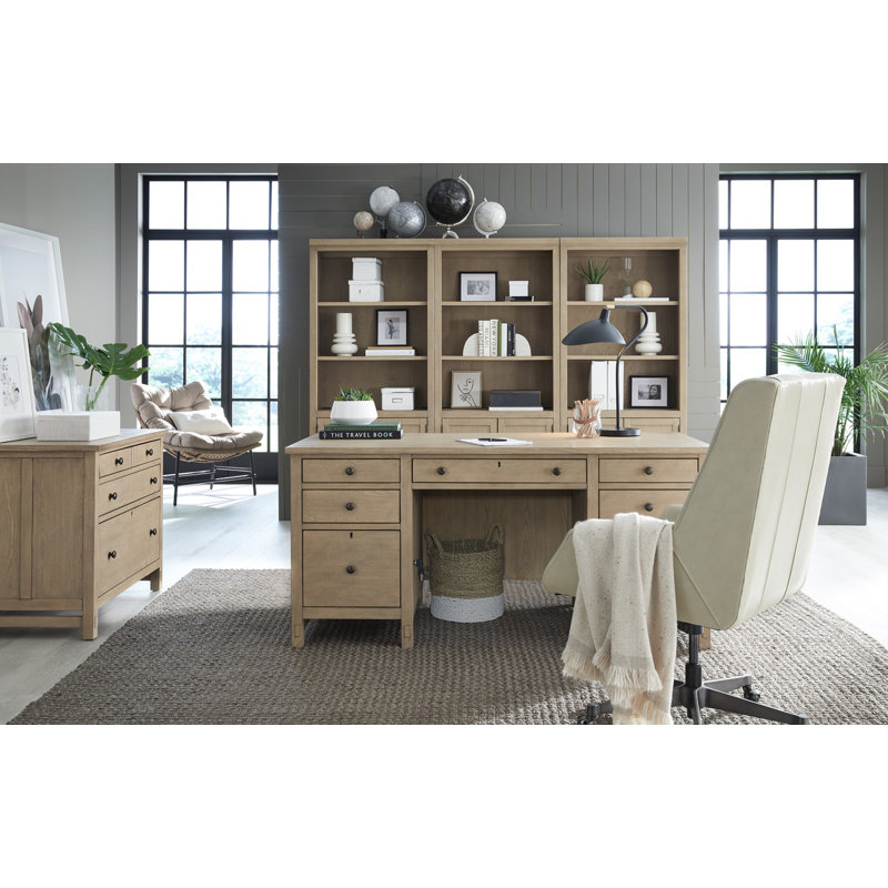 Fauteuil de direction en cuir Presley, Beige