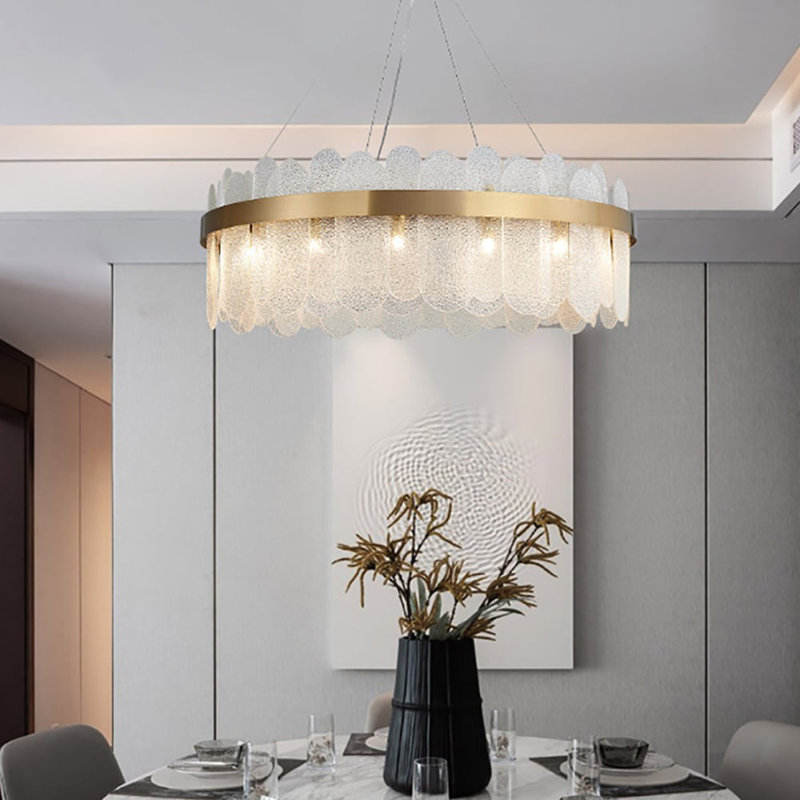 Aarzish Chandelier Modern Round Clear Glass Chandelier,  27cm H x 40cm W x 40cm D, 6