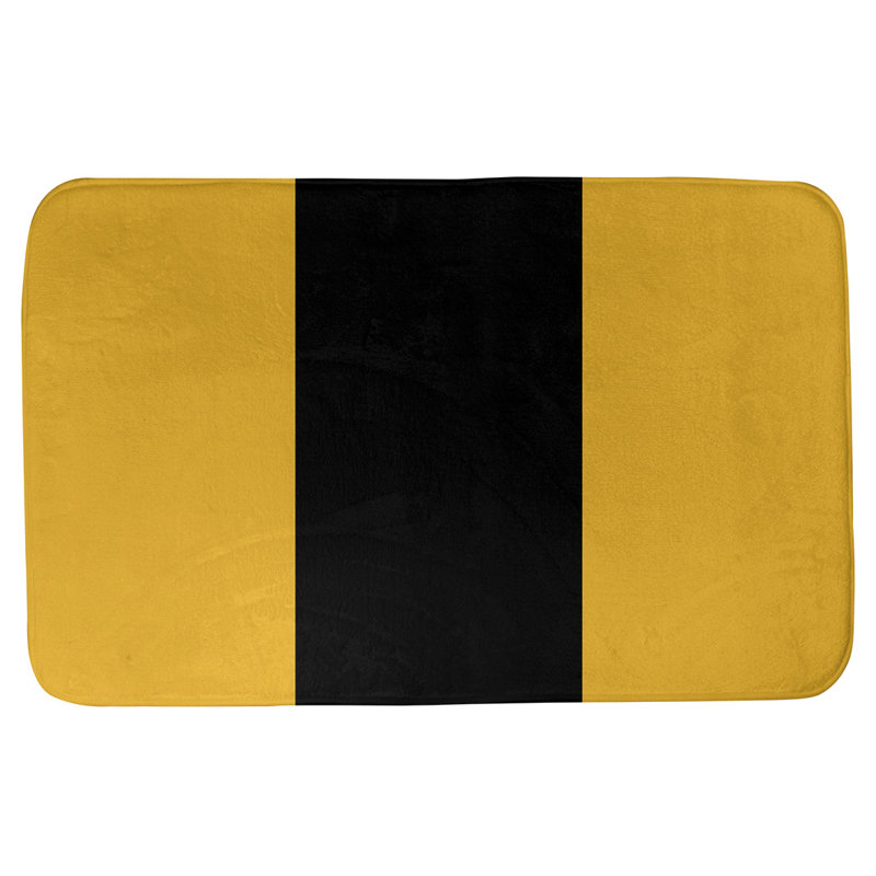 Memory Foam Non-Slip Bath Rug, 17" W x 24" L, Gold/Black Middle, Oklahoma 