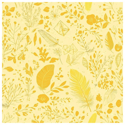 Yellow Botanical Illustration Quilted Bedspread All Sizes
