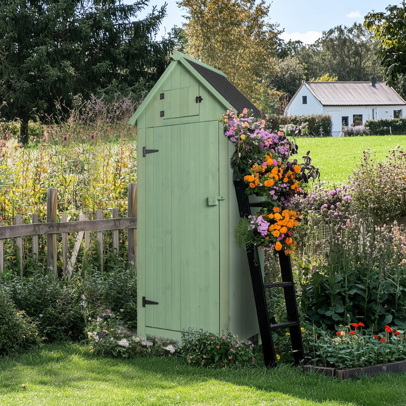 Fir 5.9 ft. W x 2.5 ft. D Solid Wood Storage Shed, Green