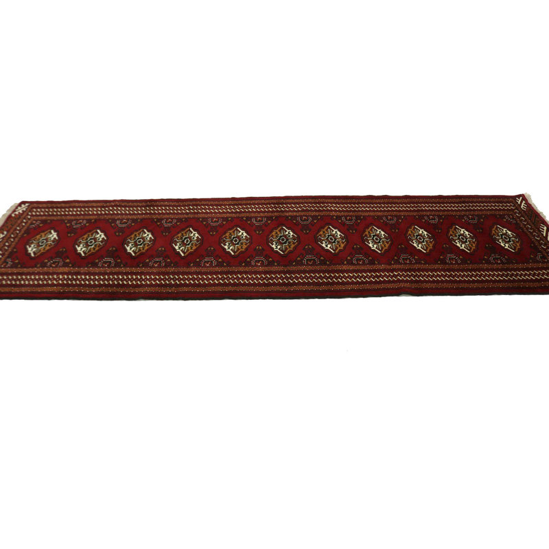 Tapis de couloir unique en laine noué à la main rouge nouvel âge de 2 pi 8 po x 9 pi 8 po Patrera