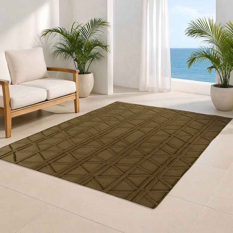 Tapis brun intérieur et extérieur Trellis, Rectangle 4pi x 6 pi