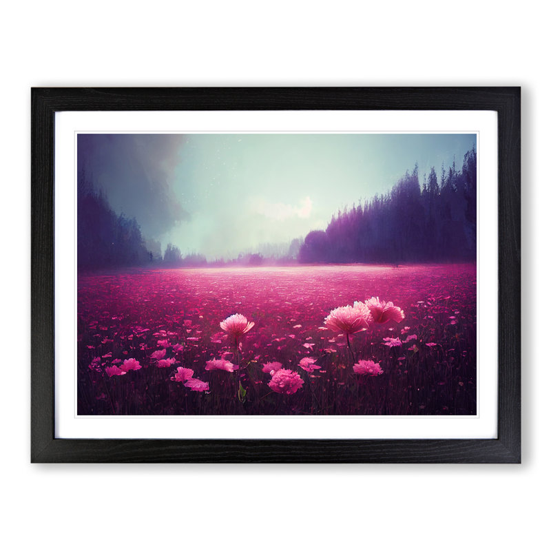 Carnation Flowers - Single Picture Frame Print, Black Framed, 25cm H x 34cm W x 2cm D