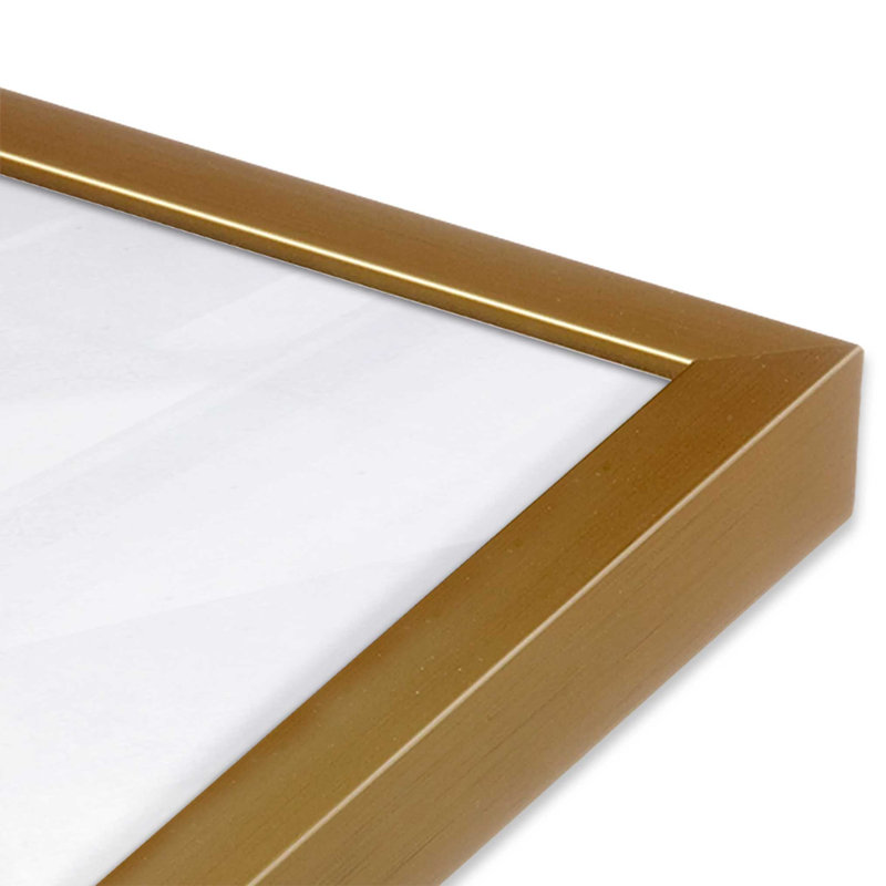 Pluie métallique I, H 15,25 po x l 12,25 po, Cadre ouvert en angle, or poli