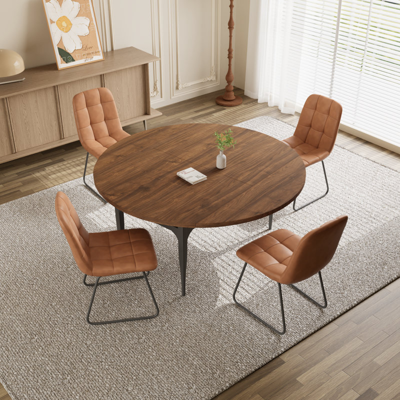 Ensemble de table de salle à manger 55,1 po, table de cuisine moderne pour 4 à 6 personnes, pieds en acier, ensemble de salle à manger à piédestal avec chaise de salle à manger, gain de place
