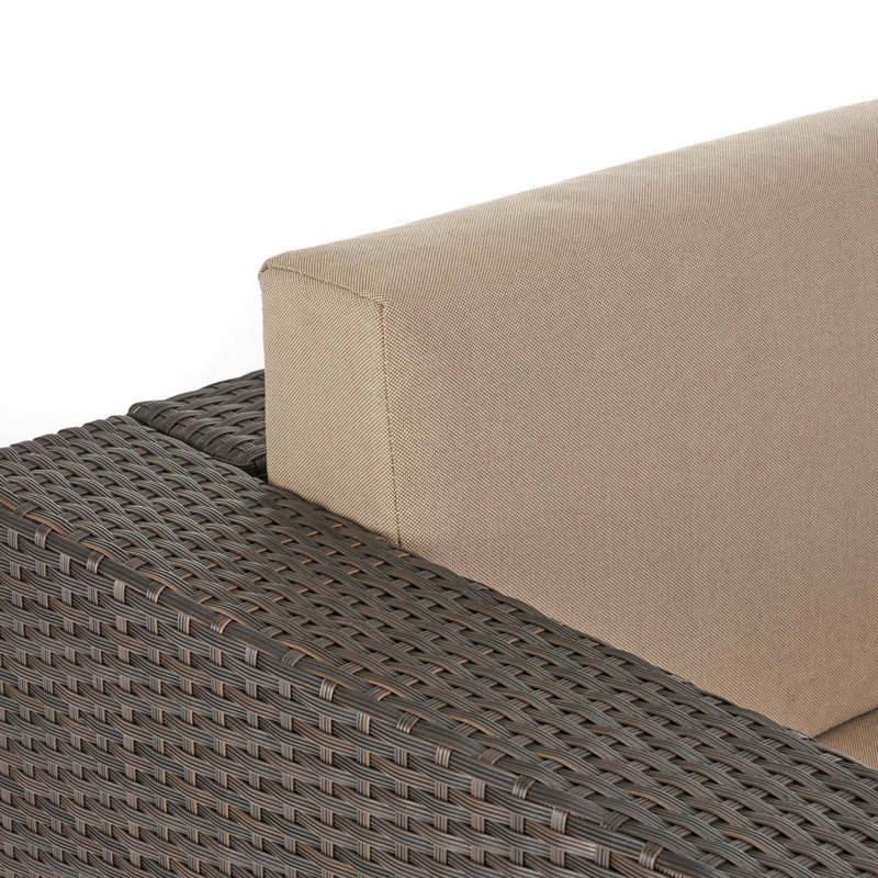 Chaise d'extérieur pivotante avec coussins, Coussin beige / structure brune