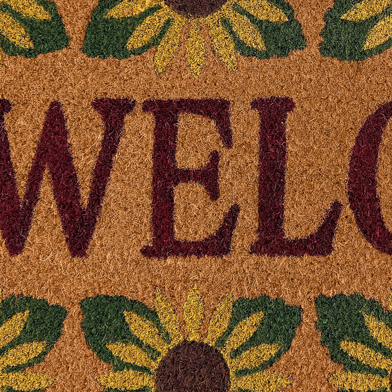 Tapis extérieur antidérapant Welcome Sunflowers Natural Coir - 18 po x 30 po