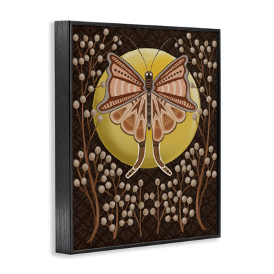  «Moth with Pussy Willows», art de la giclée noire encadrée par Regina Moore