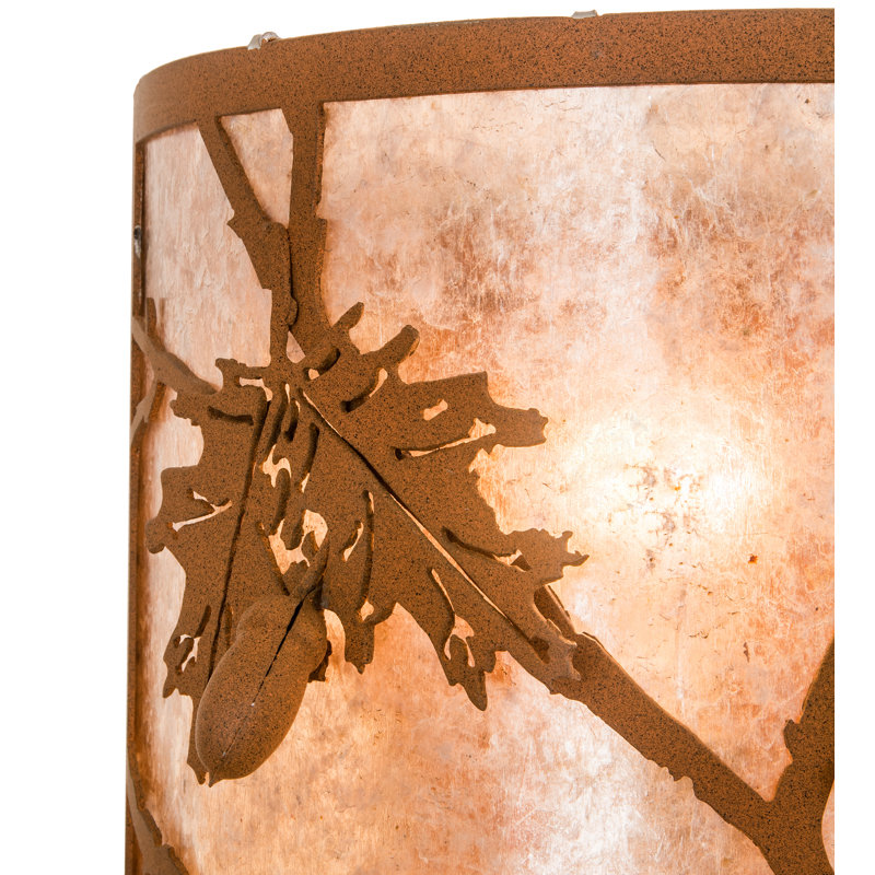 Plafonnier encastré chêne et feuille de chêne 2 lumières rouille / gris