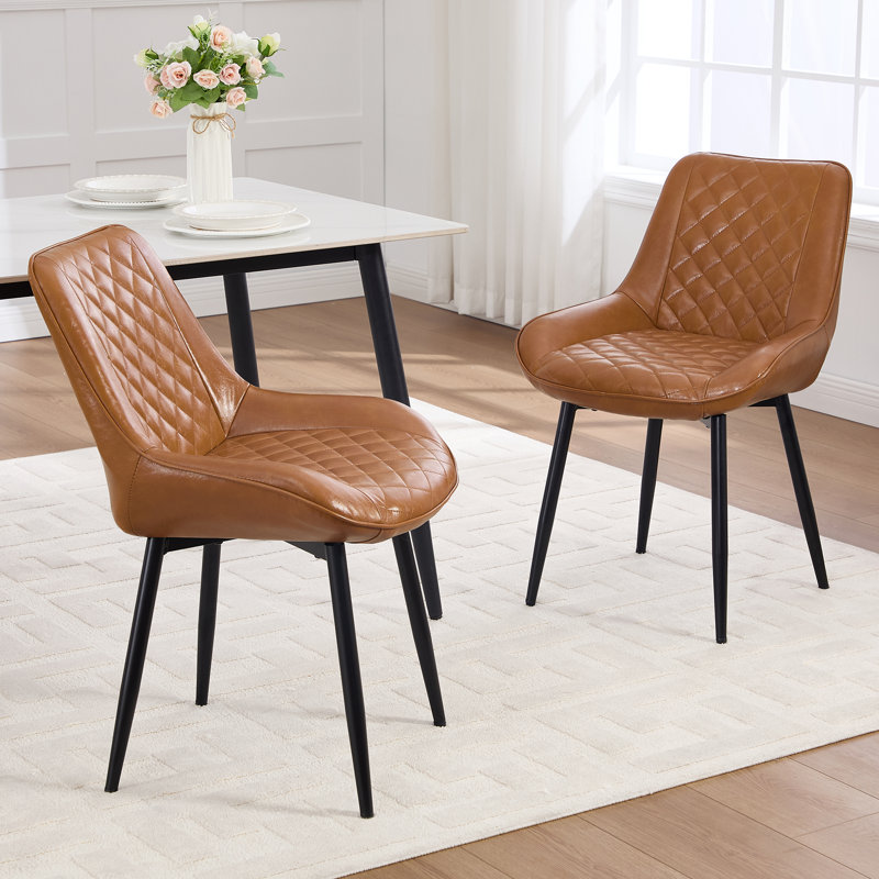 Chaise rembourrée en similicuir, Brun