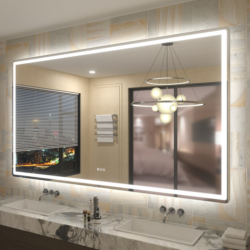 Aevar UL Certified Front & Back LED Anti-Fog Tempered Glass Bathroom/Vanity Mirror with 3-Year Warranty, 72" x 40"