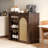 43" Farmhouse Dark Brown Wood Bar Cabinet With Storage For 101 Can Mini Fridge Sideboard Buffet Storage Cabinet With Adjustable Shelves And Rattan Sliding Doors-1616773721
