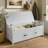 Storage Bench With 3 Shutter-Shaped Doors, Shoe Bench With Removable Cushion And Hidden Storage Space-791716169