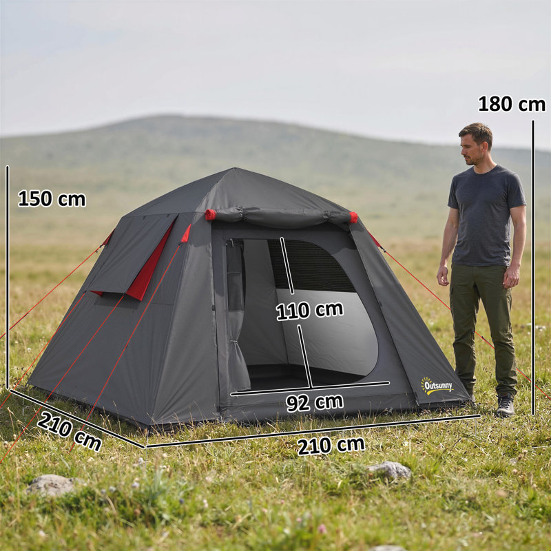 2 Person Tent, Grey/Red