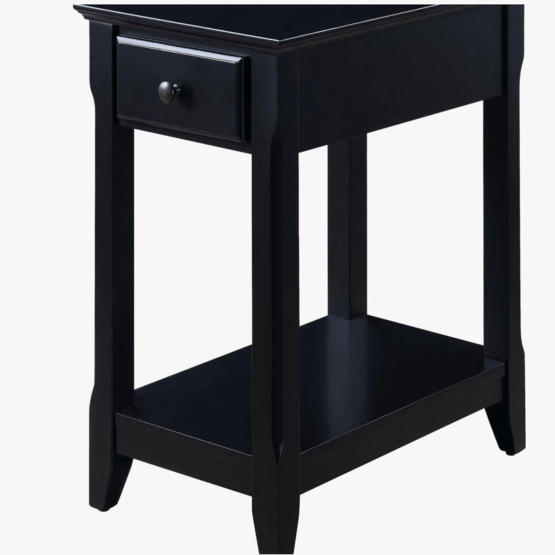 Table d'appoint noire avec tablette inférieure, Noir
