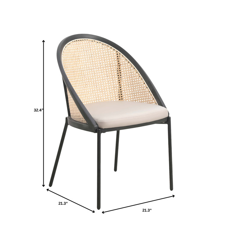 Lashelia Upholstered Dining Chairs With Wicker Back And Stainless Steel Legs, Set Of 4 Lashelia, Taupe