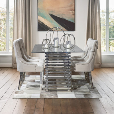 Garceau Glass Top Metal Base Dining Table