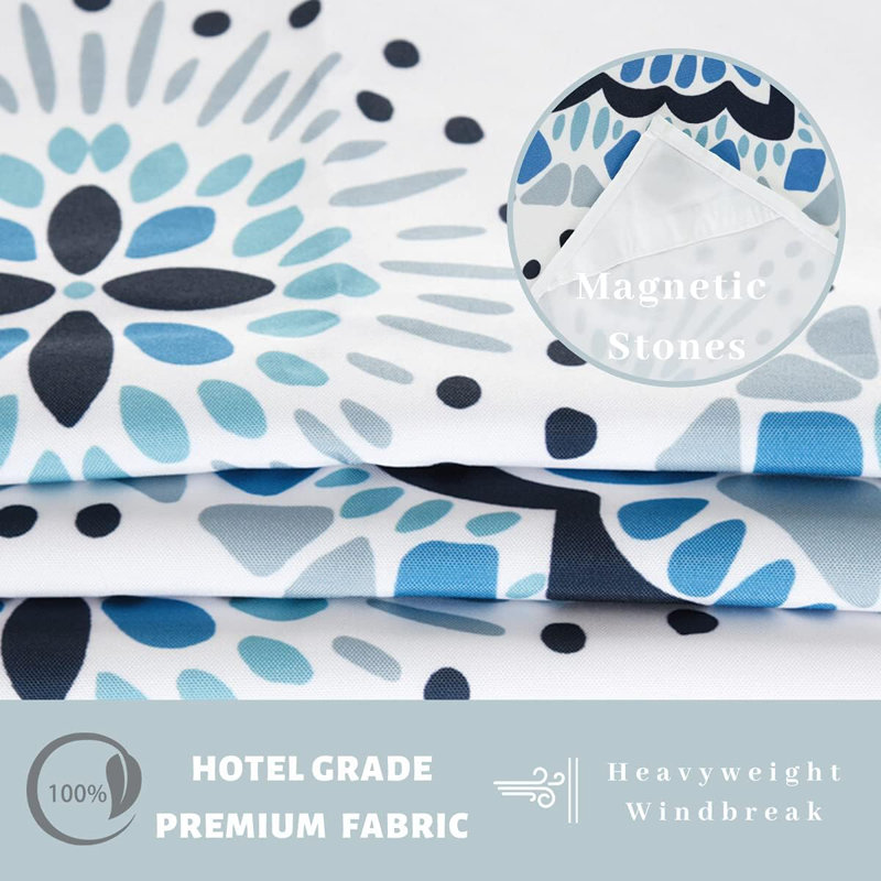 Rideau de douche en tissu de qualité hôtelière avec doublure magnétique - 100% imperméable, lavable à la machine, fenêtre en filet transparente, conception sans crochet, aimants lourds pour la stabilité, taille standard