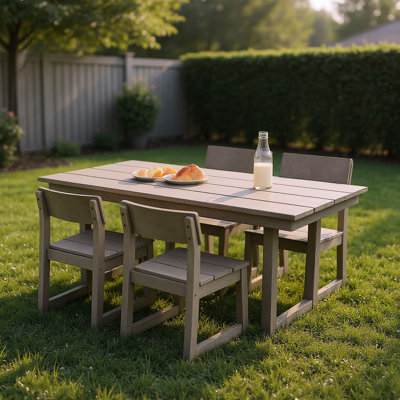 5 chaises d'extérieur pour 4 avec trou pour parasol, table de patio et chaises en chêne foncé antique, cour arrière, jardin, pelouse ou bord de piscine 4, trou pour chaises