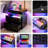 2-Drawer Nightstand with Adjustable RGB Light and Human Body Detection,Fashionable Mirror Visual Design Bedside Table with Charging Station-645997691