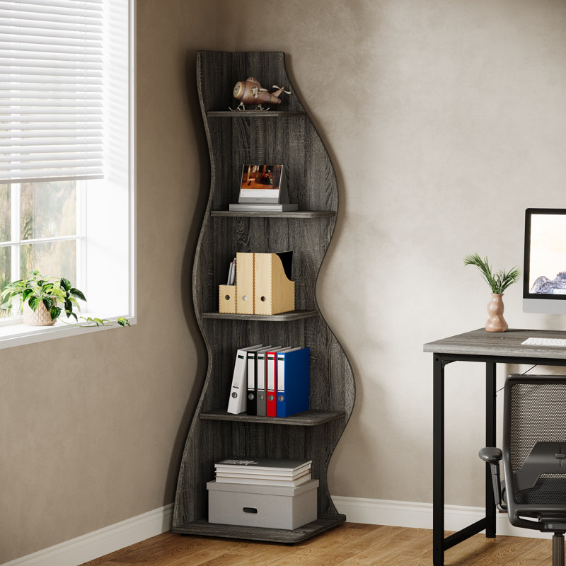 Arhab Corner Bookcase, Gray