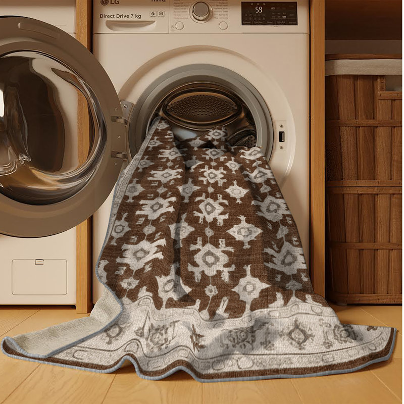 Tapis gris lavable à la machine, Rectangle 5 pi x 7 pi
