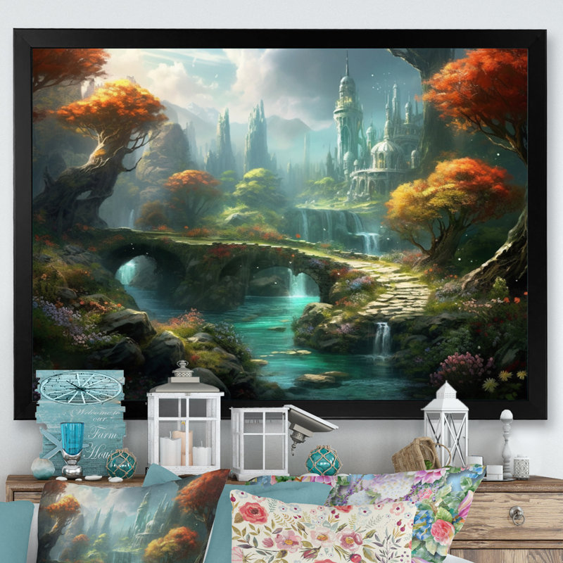 Impression sur toile Fairytale Castle I - Châteaux, H 12 po x l 20 po x P 1 po, Cadre simple noir