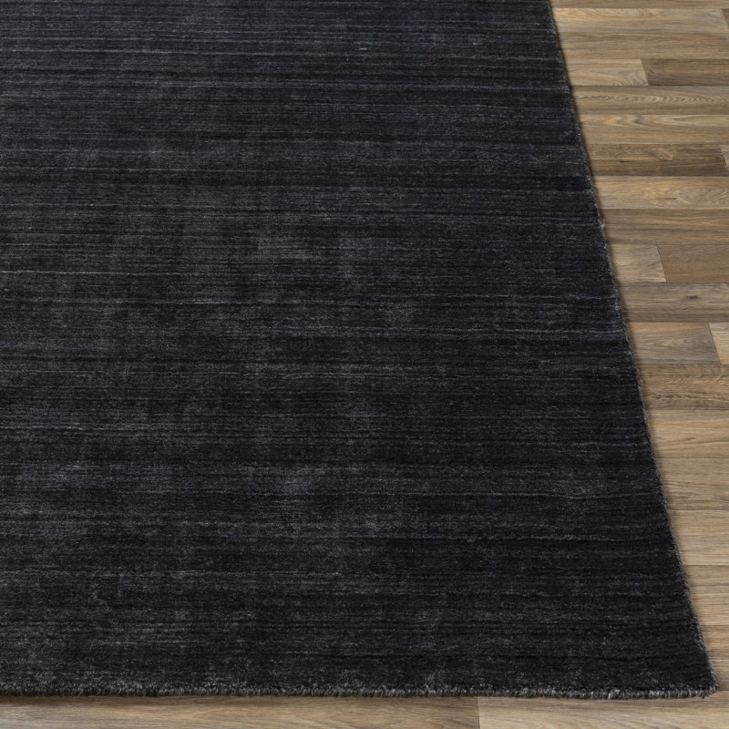 Tapis touffeté noir / gris fabriqué à la main Munana, Rectangle 5 pi x 7 pi 6 po
